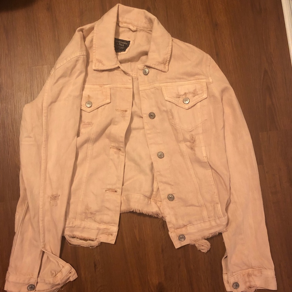 Abercrombie pink denim jacket large